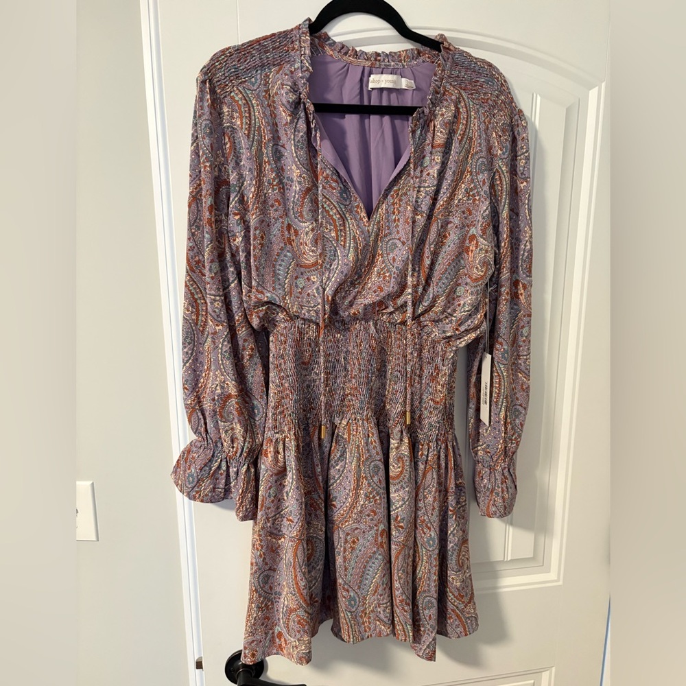Bishop + Young Paisley Print Long Sleeve Dress L NEW